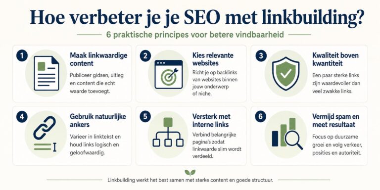 Home Diagram dat uitlegt hoe linkbuilding en SEO samen werken voor betere zichtbaarheid